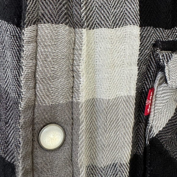 Western-Style Pearl Snap Black and White Plaid Button Down - Picture 2 of 2